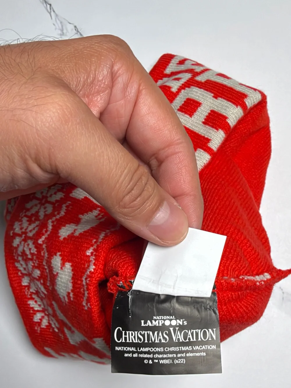 'Tis The Season Red & Cream Holiday Pom Beanie - Christmas Vacation